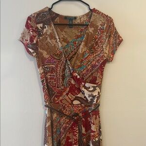 Ralph Lauren Terracotta and Cream Dress